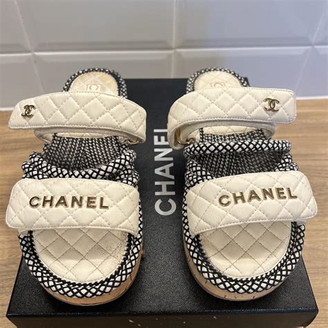 chanel shearling slides|chanel slides for sale.